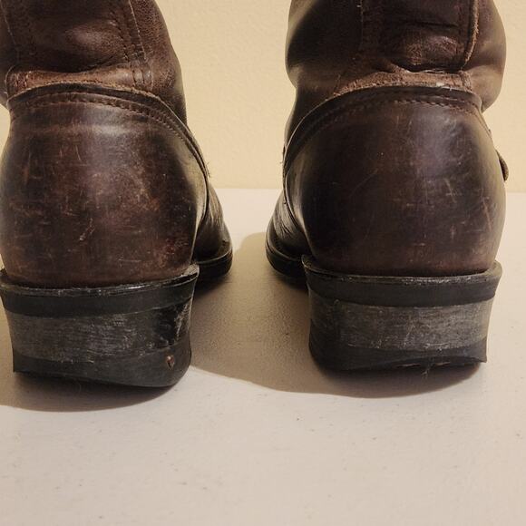 Frye Engineer Moto Biker Leather Boots Womens 7.5M Brown Buckle Strap USA 774001 - Picture 5 of 11